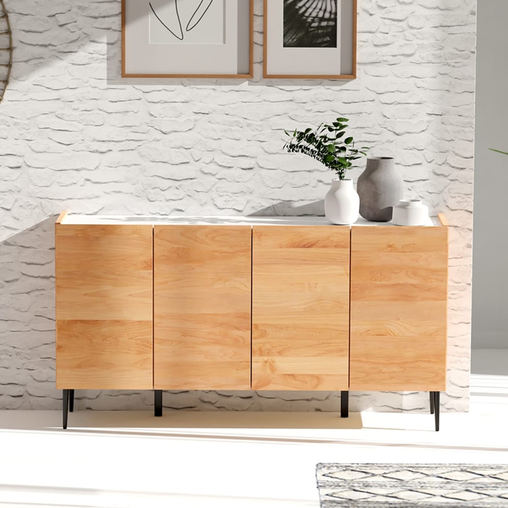 人工大理石天板の脚が選べるリビングキャビネット 【レポス -REPOS