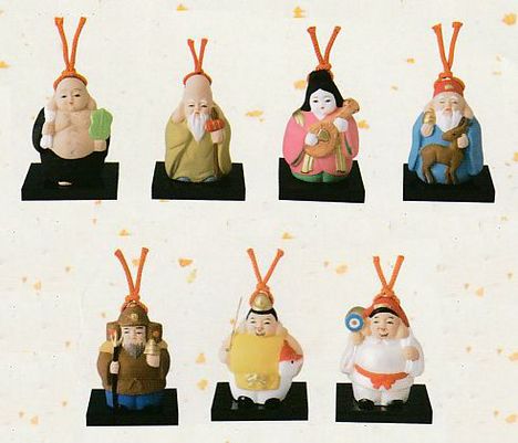 昭峰窯 七福神（土鈴）7個セット 布袋/福禄寿/弁財天/寿老人/毘沙門天
