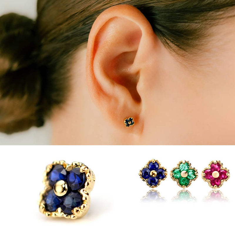 K18YG サファイア エメラルド ルビー 世界三大宝石 ボディピアス│金属