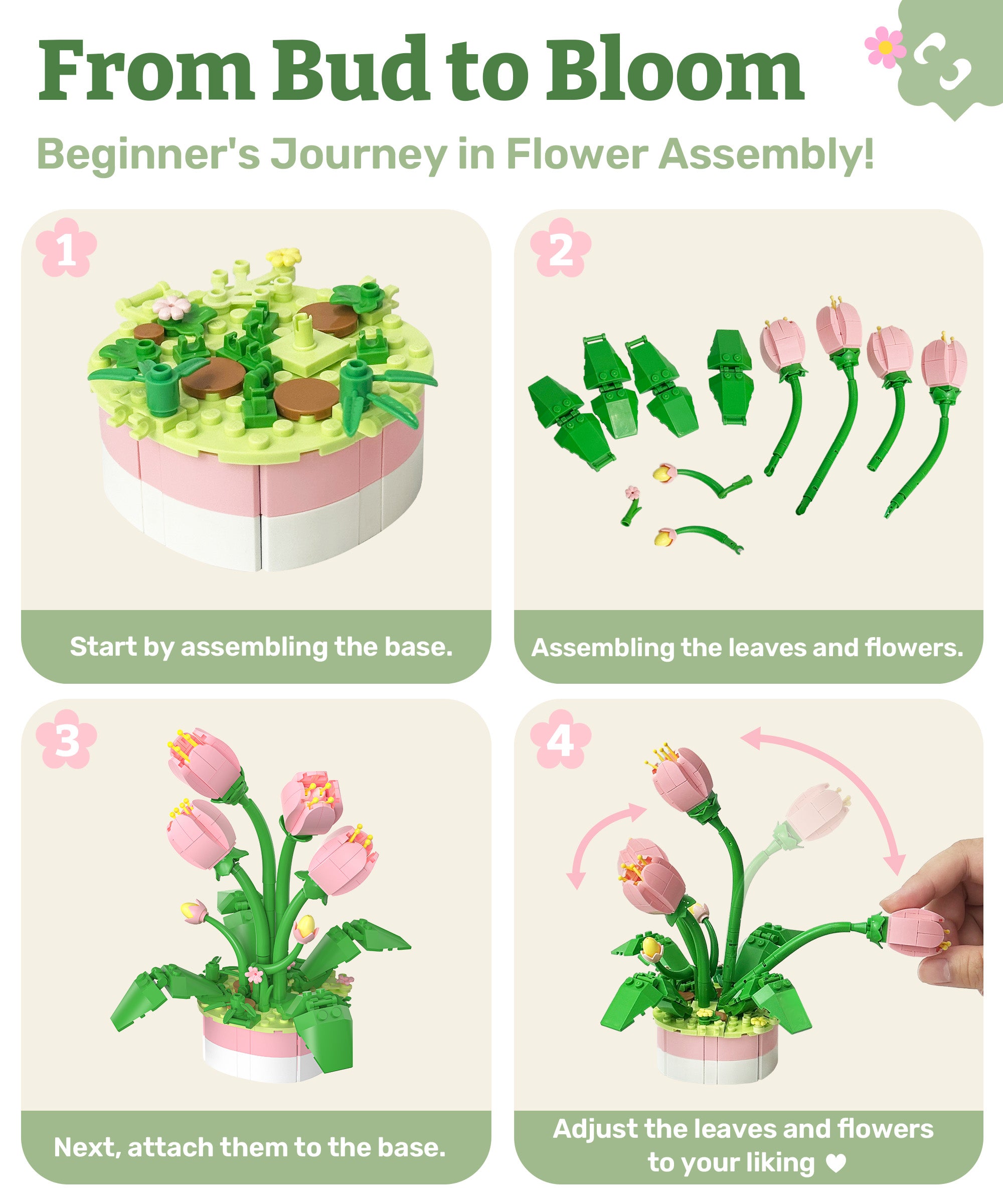 PieceRelax - KZ1030 - Mini Bricks Potted Flower - Tulip