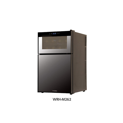 ワインが8本収納可能な、2ドア ミラーガラス 冷蔵庫一体型ワイン