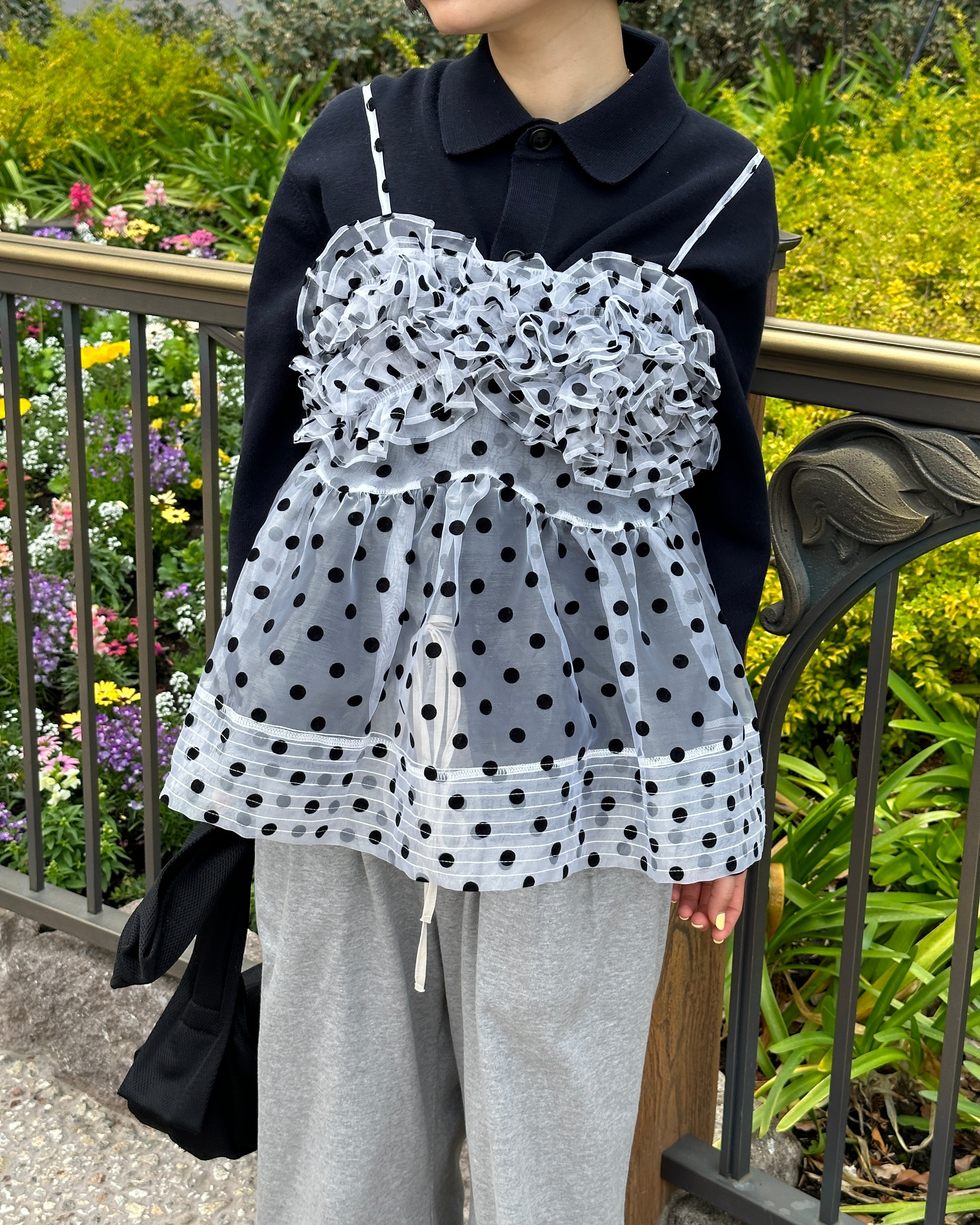 Wave gathered peplum bustier (dot)