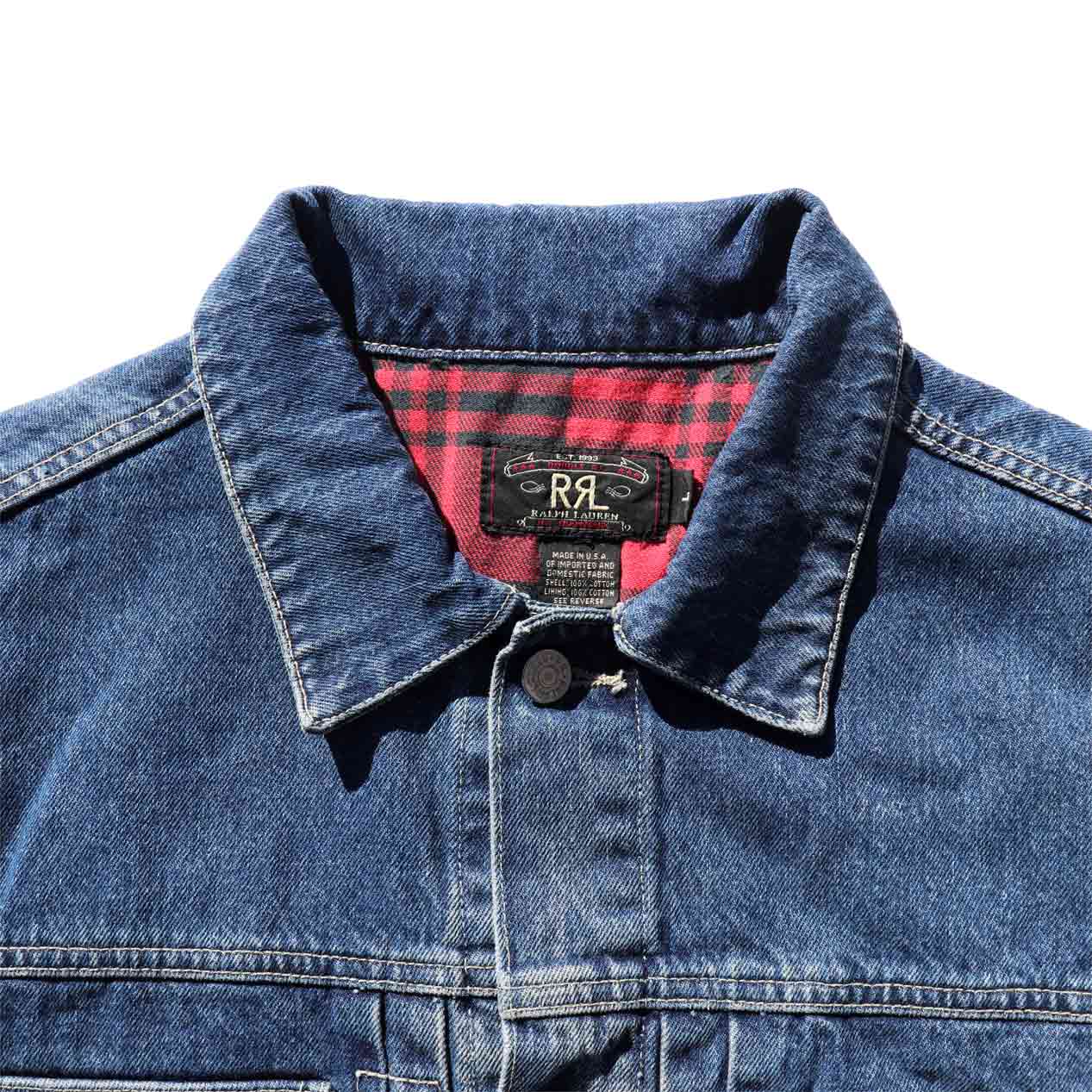 POST JUNK / 90's RRL USA製 ネルライナー デニムジャケット [L]