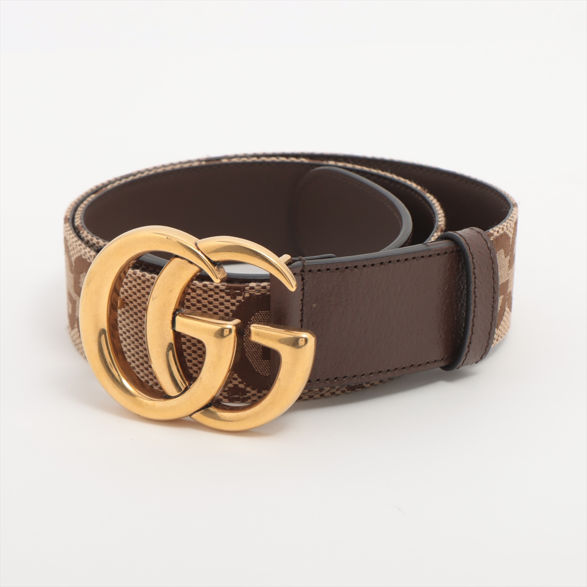 GGキャンバス柄 焦茶ベルト メタルバックル GGキャンバス柄 焦茶ベルト