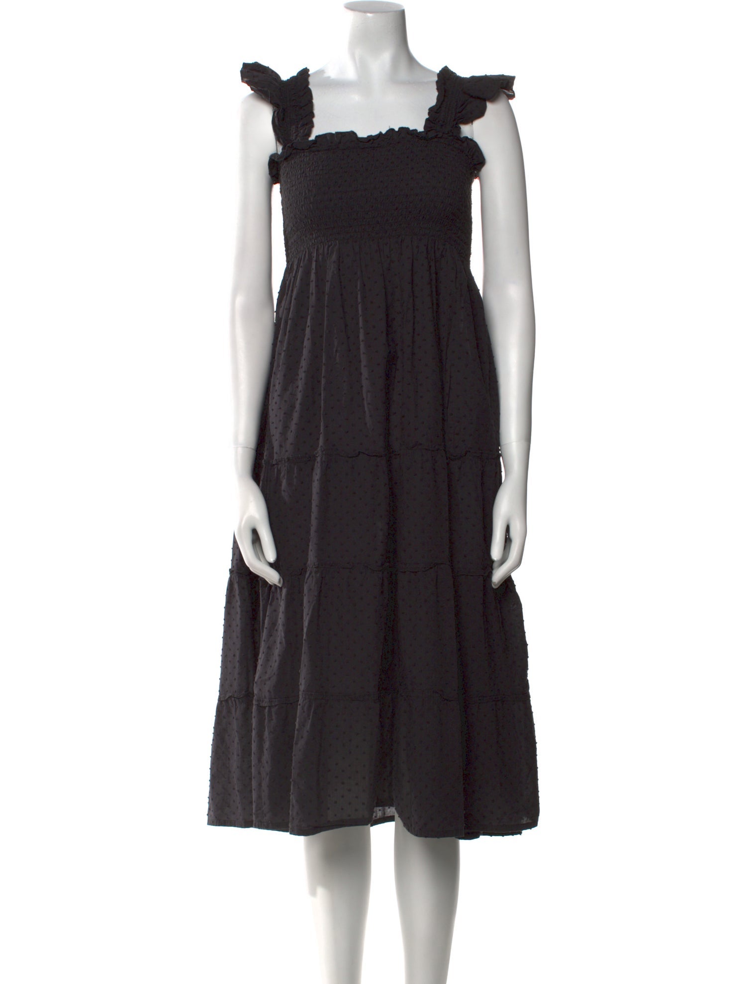 Hill House Home Square Neckline Midi Length Dress - Black Dresses
