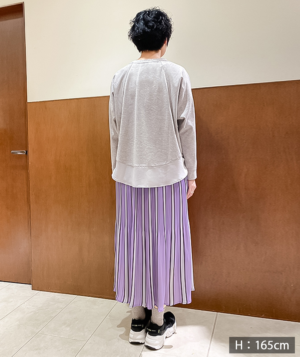動画掲載】配色ストライププリーツロングスカート☆(スカート