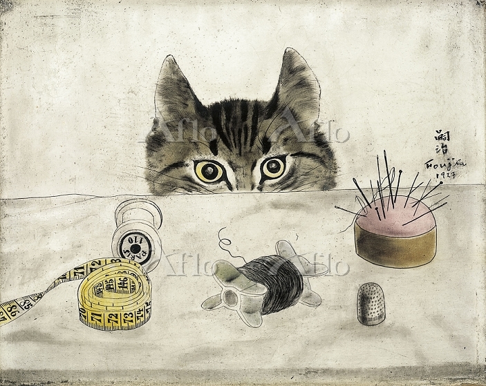 藤田嗣治 「クチュリエの猫」 [21777942]のアート作品 - アフロ