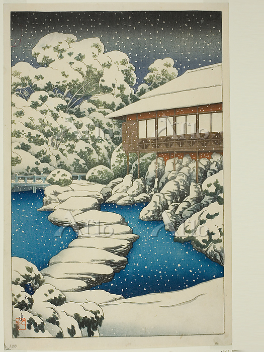 りくのこういち パステル画「雪ふらしの家(ZE348) イラスト「雪ミク