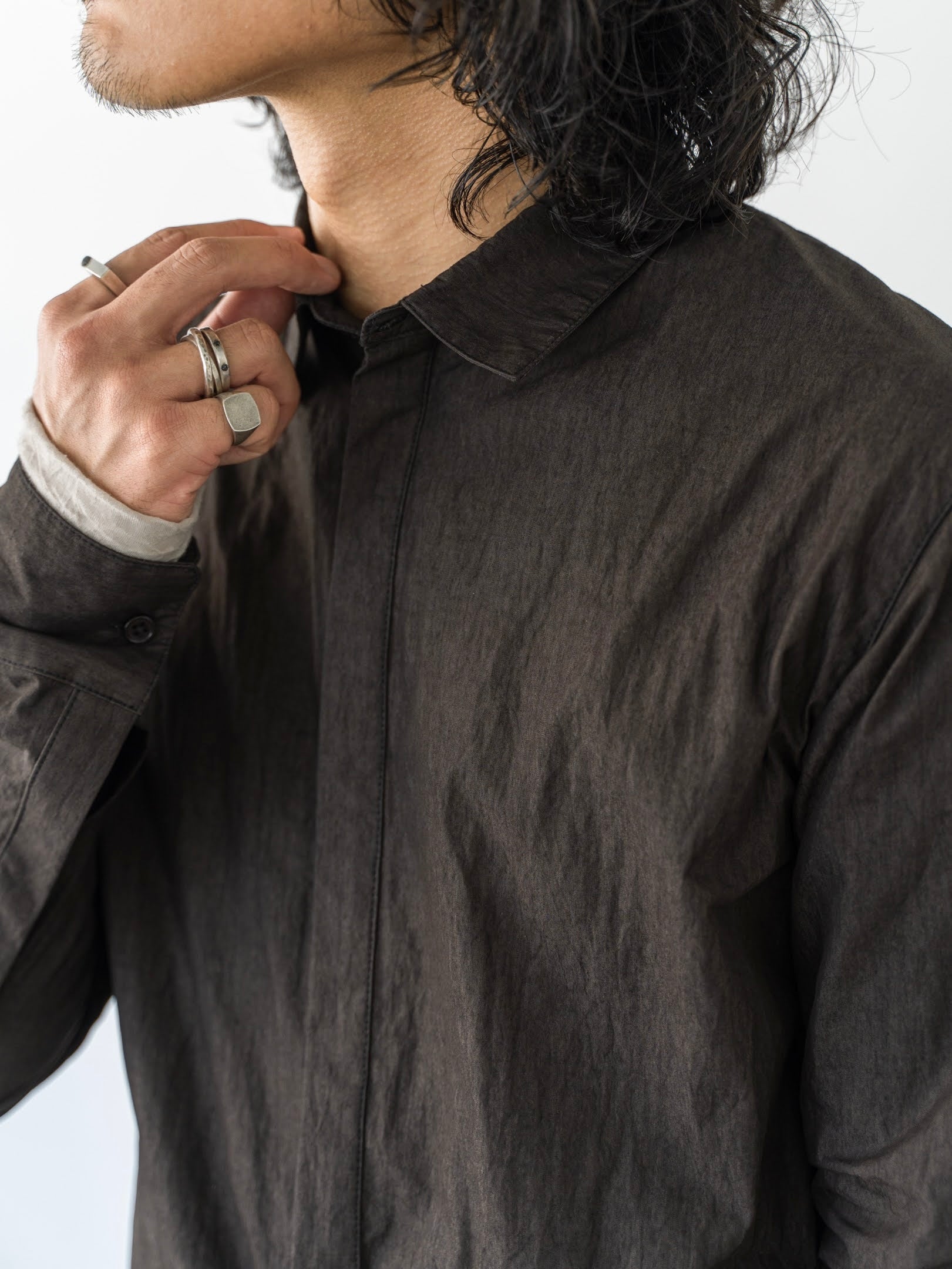PRY Textured Crease Shirt [Cigar Black]