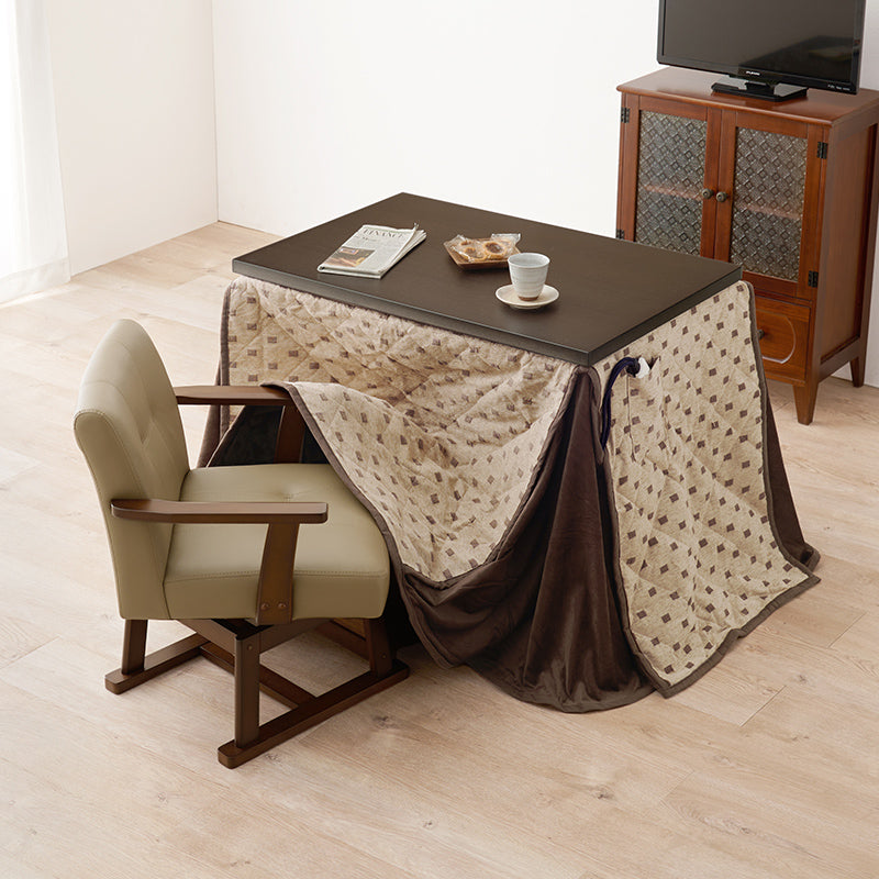 1人用ダイニングこたつ 高さ6段階調節可能 長方形 ハロゲンヒーター