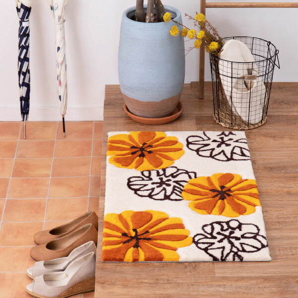 洗える玄関マット 約50×80cm マット 花柄 アクセントマット 室内 屋内