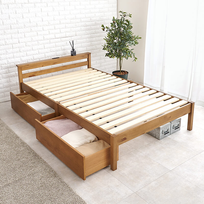 3分で組立できるすのこベッド 引き出しつき [シングル/セミダブル