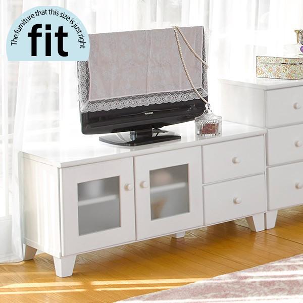 ホワイトテレビボード ガラス扉付き 半完成品 [幅85.5] fit