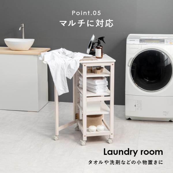 天然木バタフライキッチンワゴン キャスター付き 可動棚3枚 [幅35-75