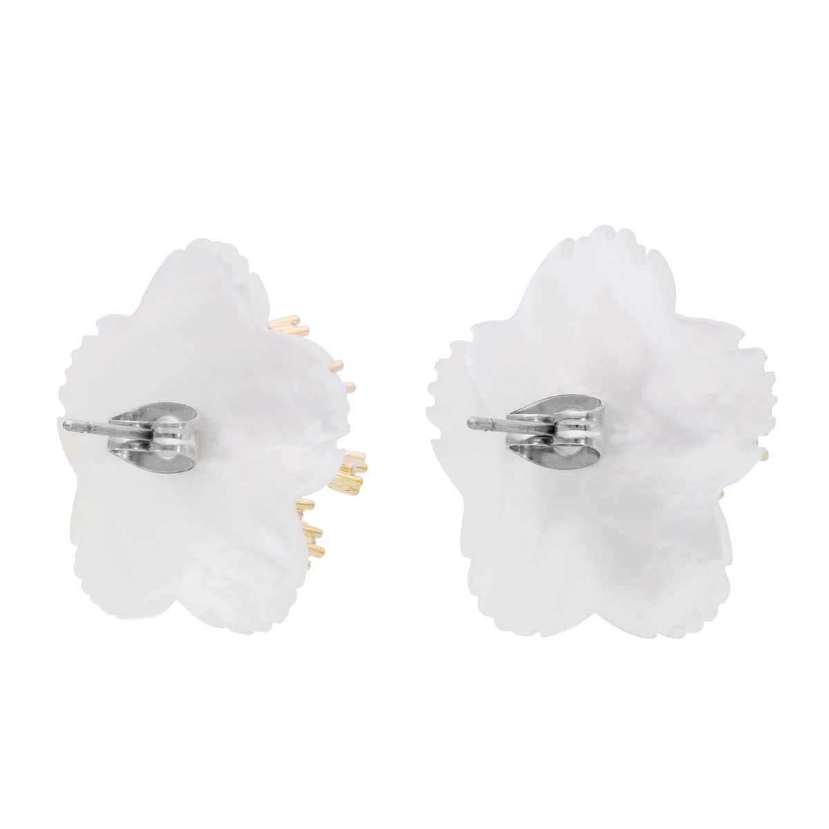 シェル&CZ フラワーモチーフ イヤリング/ピアス[メデア] TarTar - QVC.jp