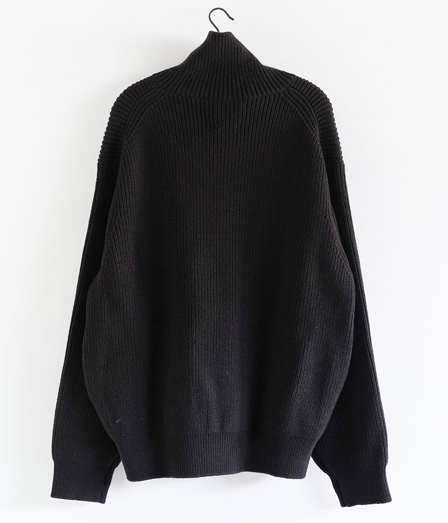 YOKE 3/4 FRONT ZIP HIGHNECK RIB SWEATER [DARK BROWN] - Fresh