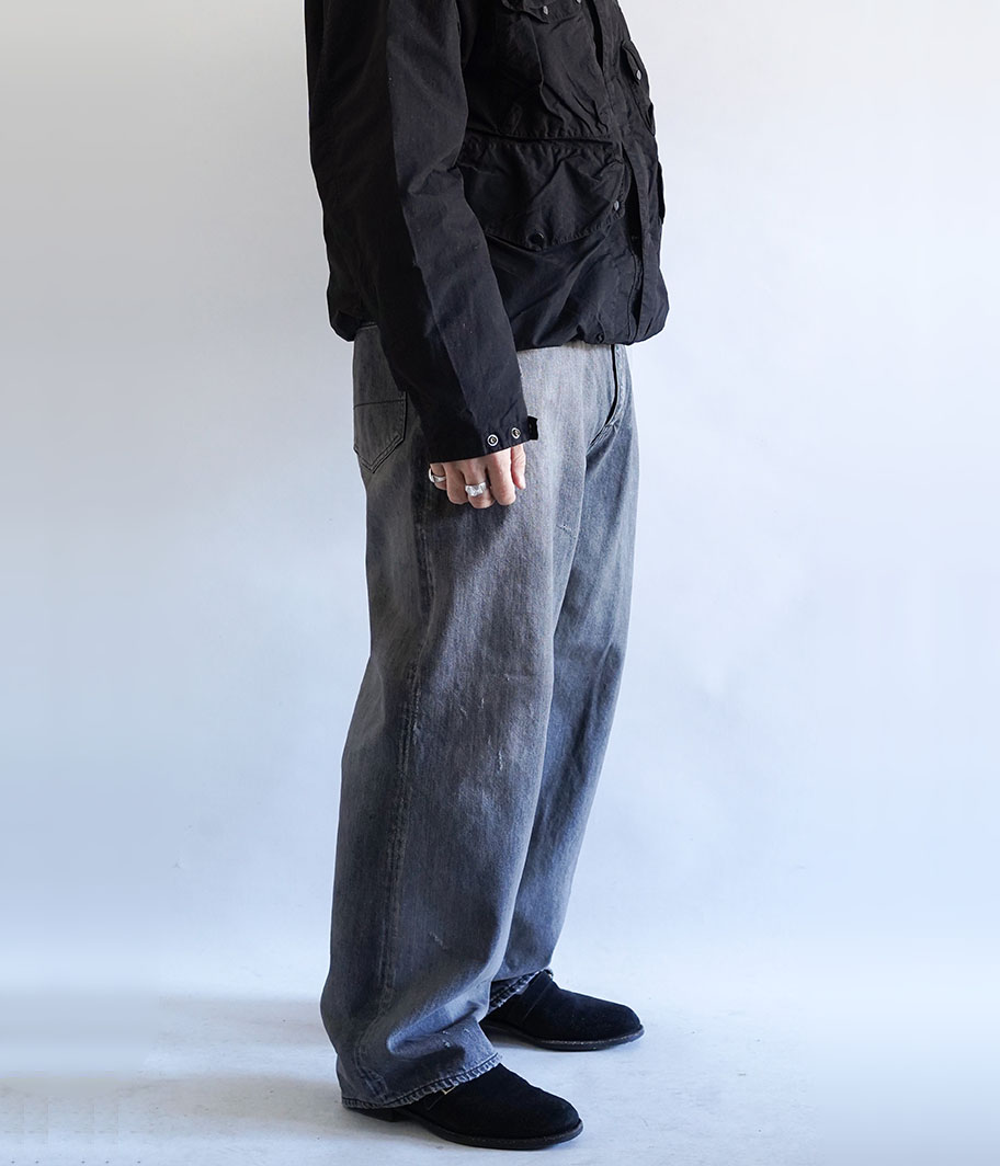 ANCELLM AGING STRAIGHT 5P DENIM PANTS [BLACK] - Fresh Service