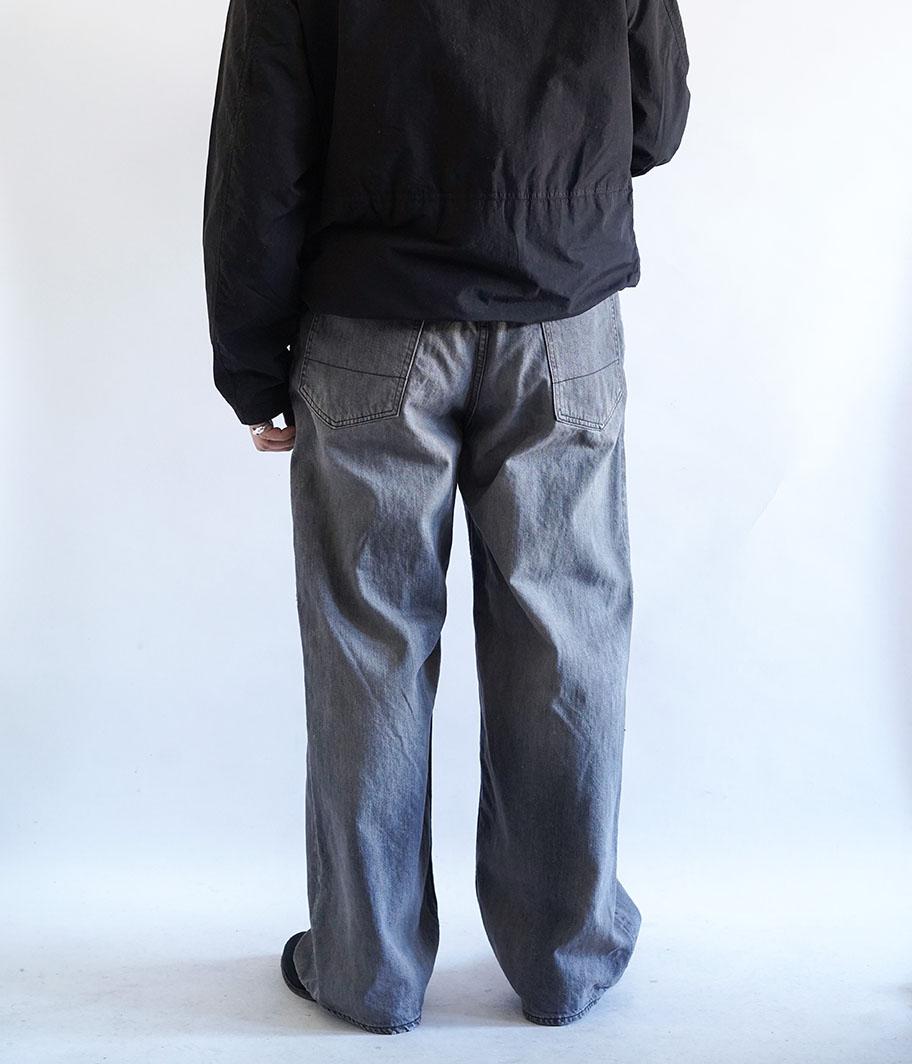 ANCELLM AGING STRAIGHT 5P DENIM PANTS [BLACK] - Fresh Service