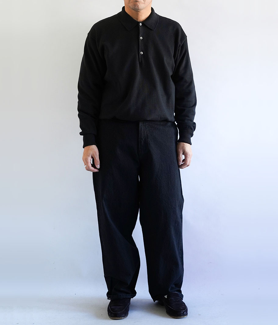 A.PRESSE Cotton Knit L/S Polo Shirts [BLACK] - Fresh Service