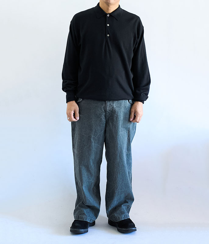 A.PRESSE Wool Knit L/S Polo Shirts [BLACK] - Fresh Service