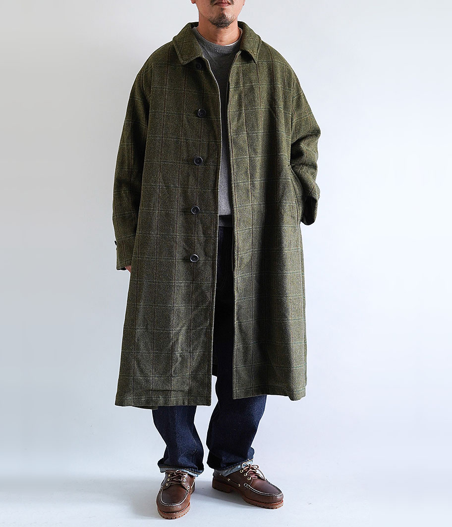 A.PRESSE Tweed Balmacaan Coat [CHECK] - Fresh Service NECESSARY or