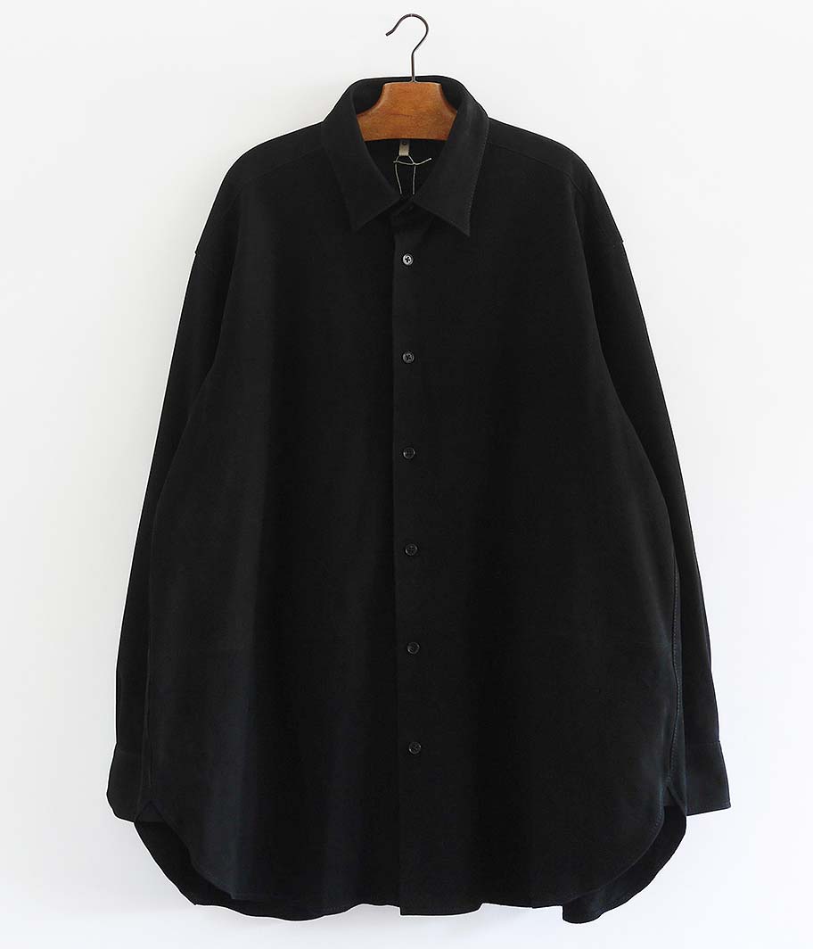 CCU REGULAR COLLAR SHIRT [SHEEP SUEDE / BLACK] - Fresh Service