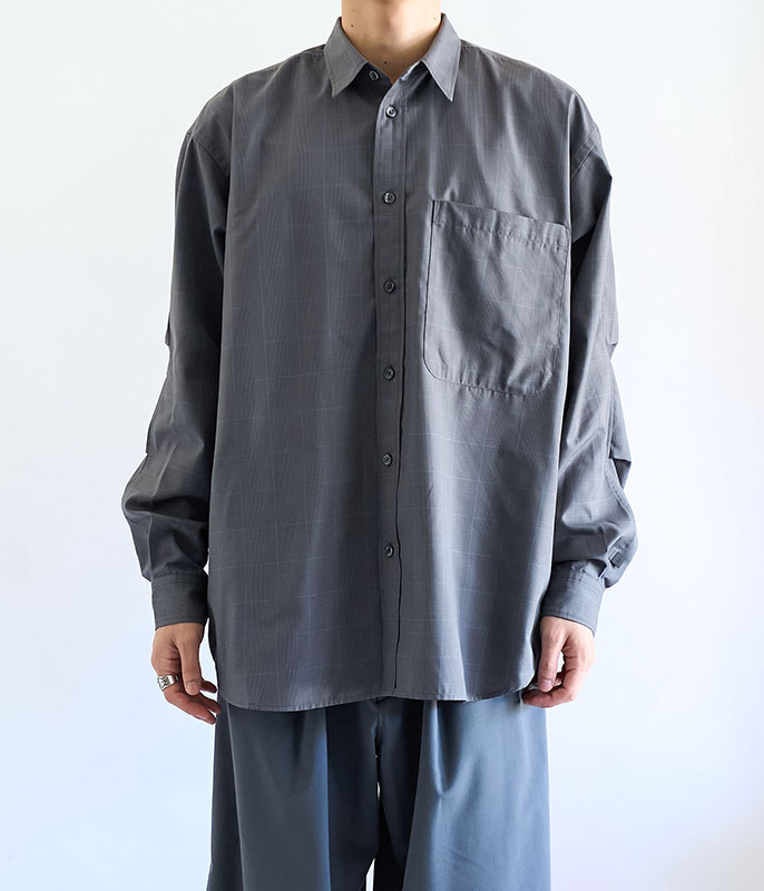 DAIWA PIER 39 TECH REGULAR COLLAR SHIRT L/S GLEN CHECK [GRAY