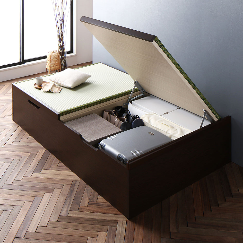 お客様組み立て】日本製 畳 跳ね上げ収納ベッド（ヘッドレス） / 大