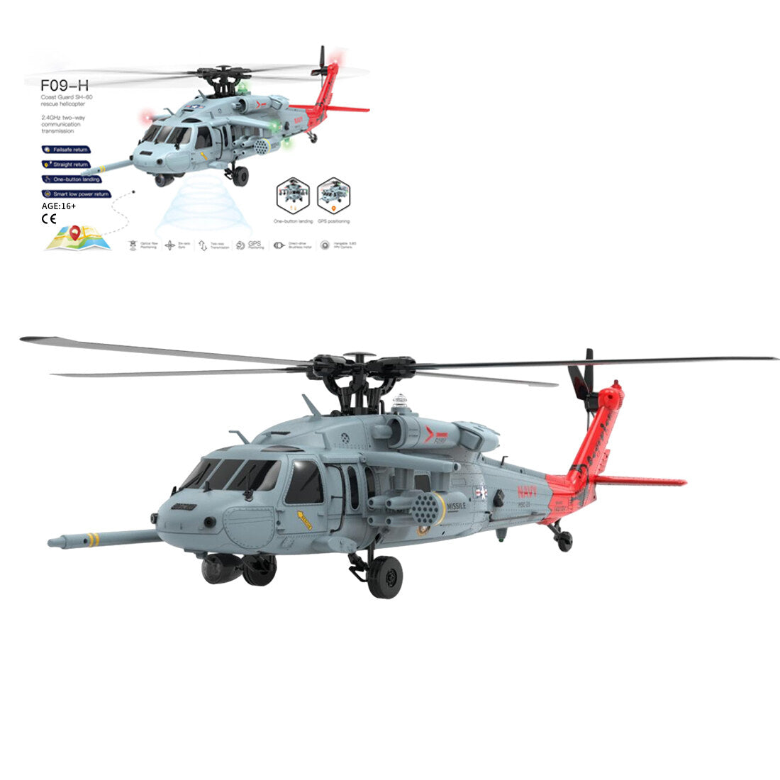 YU XIANG F09-H SH60 Seahawk 8CH RC Helicopter 1/47 Scale 2.4G Dual