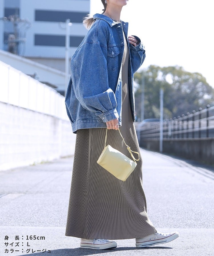 セルフカット長袖マキシプリーツワンピース(bel-blc-6404) 宅配便発送