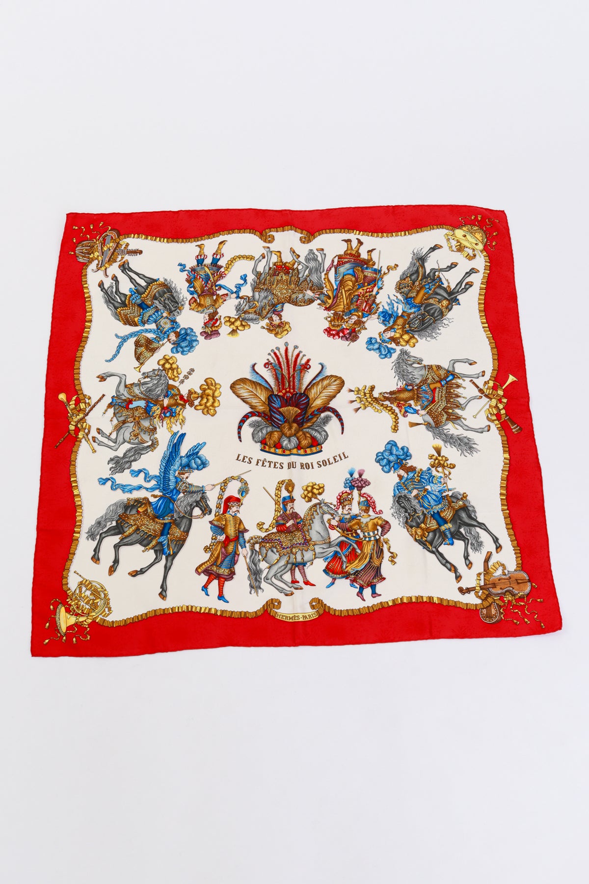 HERMES スカーフ LES FÊTES DU ROI SOLEIL Vintage Hermés Les Fetes