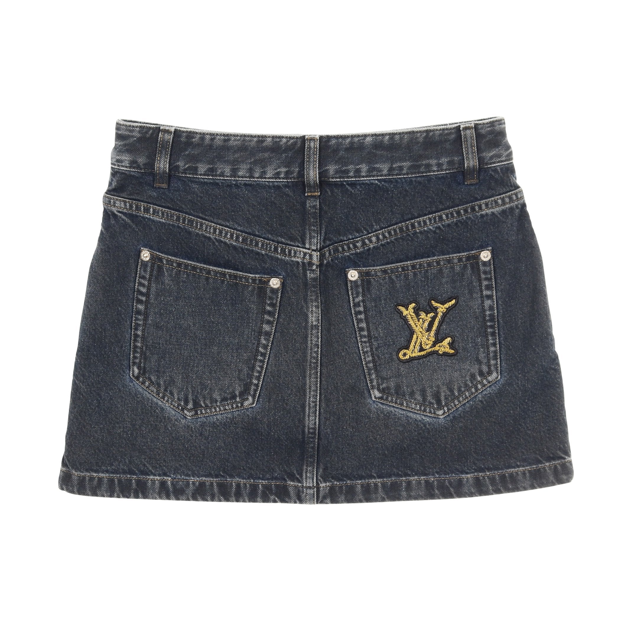 ノーティカル LVパッチ ミニスカート デニムスカート コットン