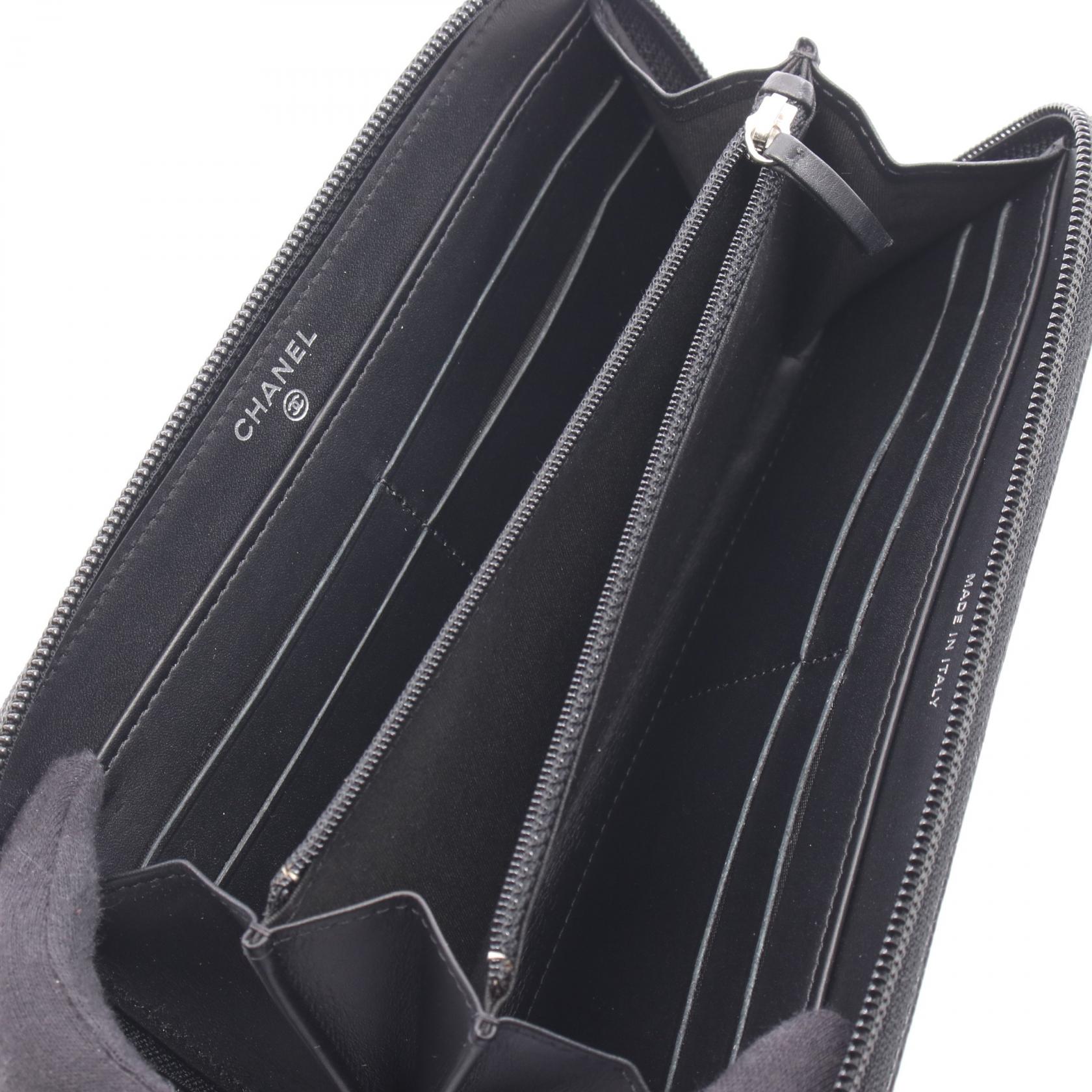 ココマーク ラウンドファスナー長財布 キャビアスキン ブラック