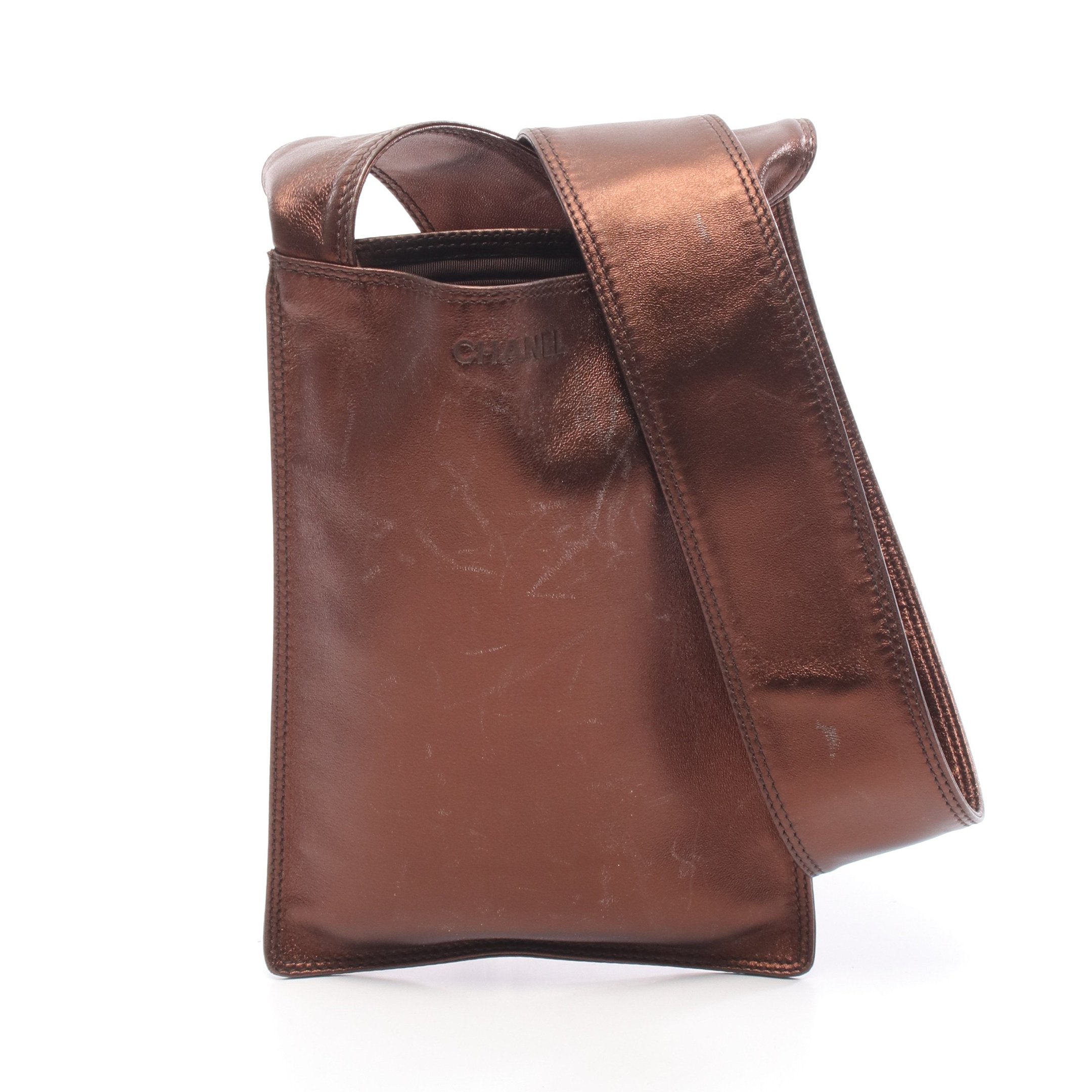 ショルダーバッグ レザー ブラウン メタリック シャネル – RECLO