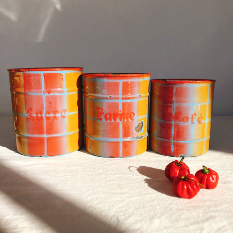 アンティーク フランス蚤の市 キャニスターセット アルミ缶 キッチン