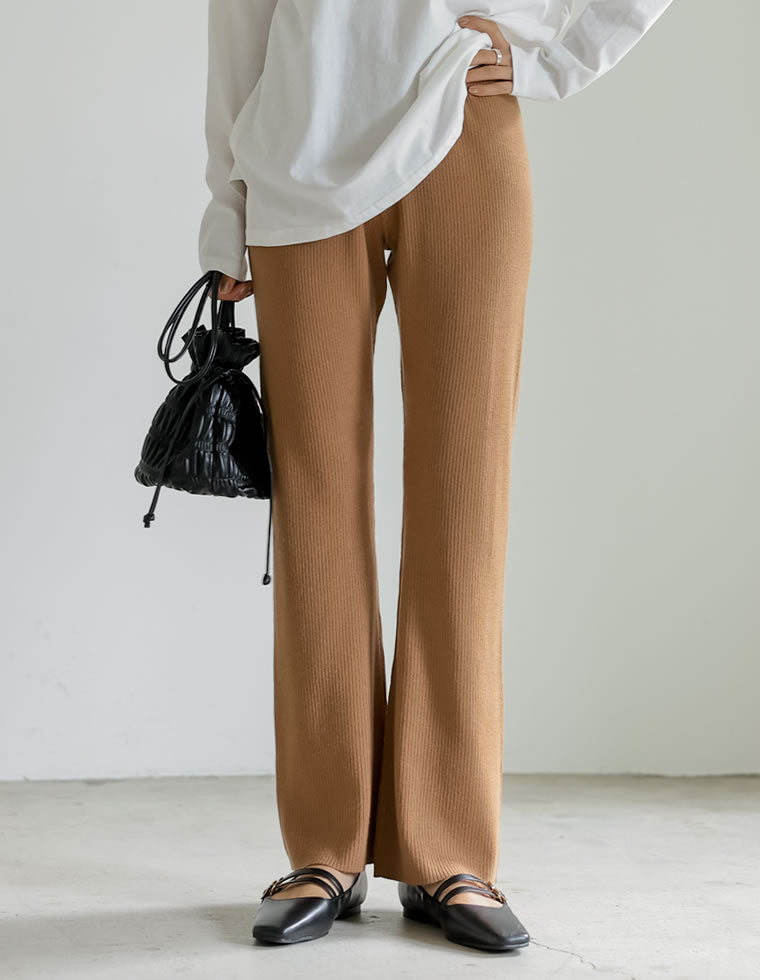 リブニットスリムフレアパンツ - パンツ通販 | 人気レディース