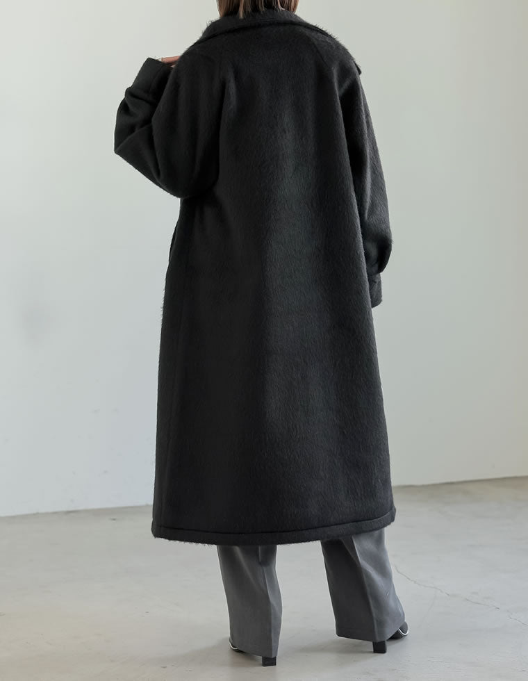 シャギーオーバーサイズスタンドカラーダッフルコート - ジャケット