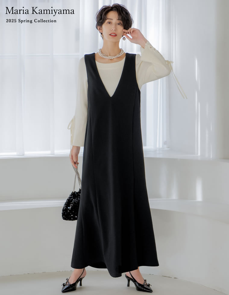 MACHATT ブラック Vネック ノースリーブ