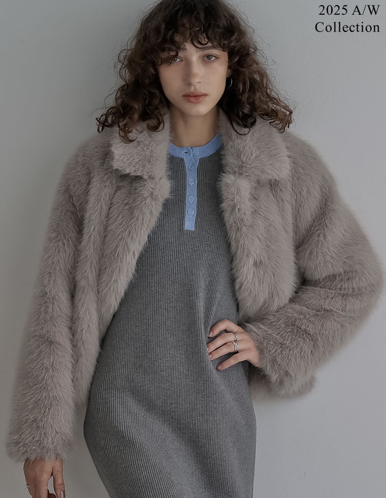 otte ノーカラーグレーファージャケット ノーカラーグレーファー