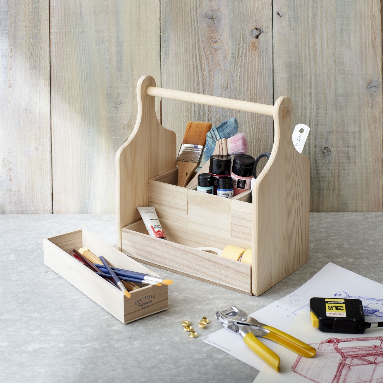 ENJOY!DIY100均の木箱をボンドで固定するだけ。おかもち風道具箱