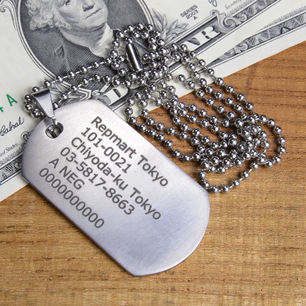 チタン製 ドッグタグセット 厚さ2mm レーザー刻印付 加工日数2〜3営業