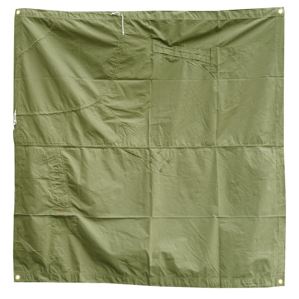 ルーマニア軍放出品 テントシート 軍幕 ポンチョ 正方形 コットン製