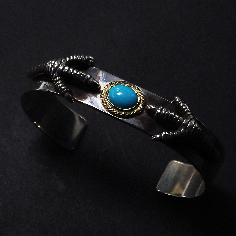 TADY&KING[FIRST ITEM]平打ちバングル爪SV金縄ターコイズ 1点物