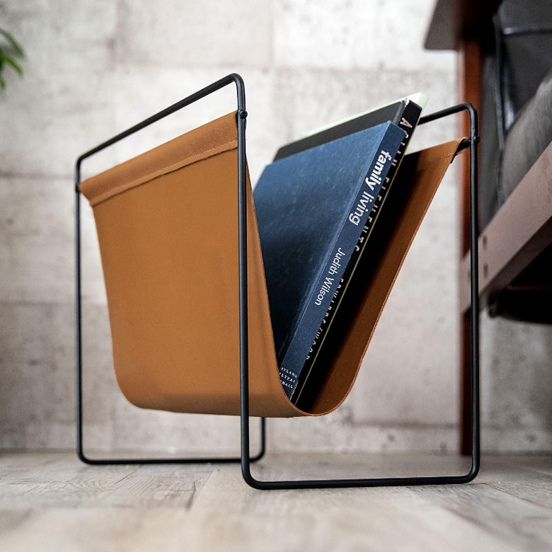 マガジンラック アイアン レザー調 ブラウン [66726]【 マガジン