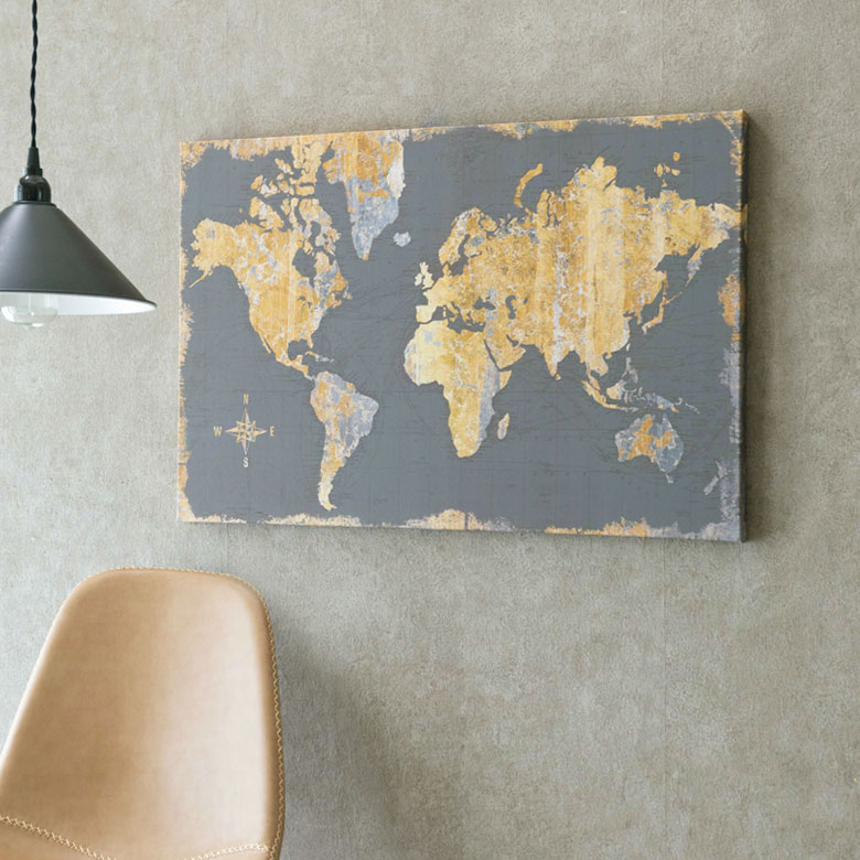 アンティーク風額装世界地図 レプリカ｜クラシックなデザインで