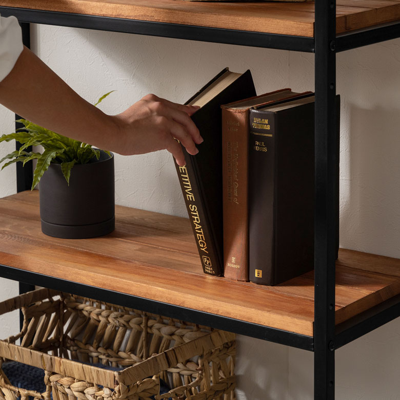 シェルフ 木製 アイアンフレーム 5段シェルフ アイアンラック オープン