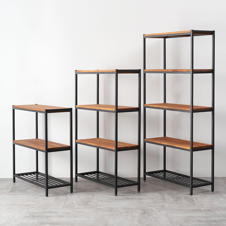シェルフ 木製 アイアンフレーム 5段シェルフ アイアンラック オープン