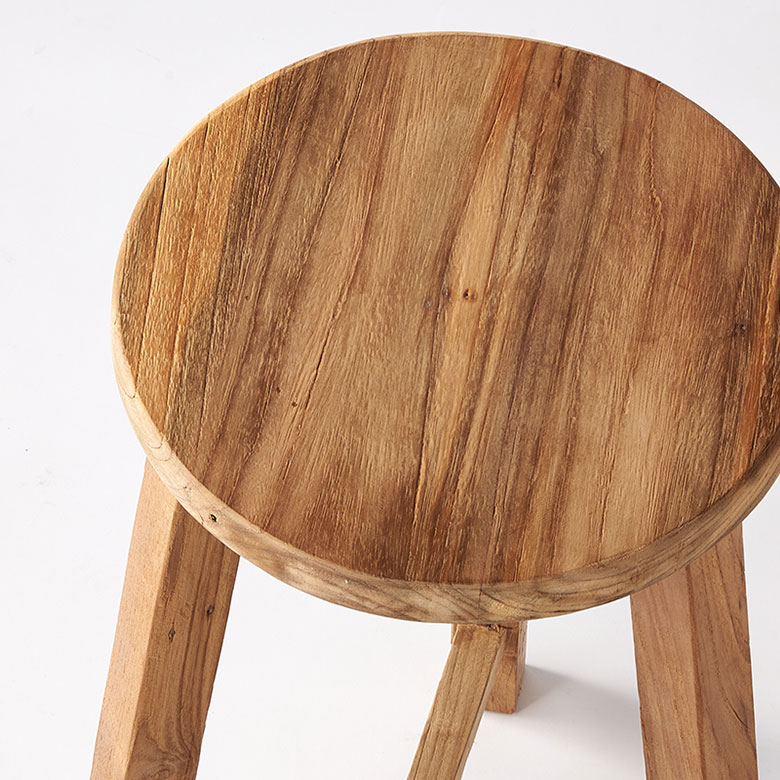 スツール チークウッド 天然木 木製 ハイタイプ 古材 約 W 40cm D 40cm