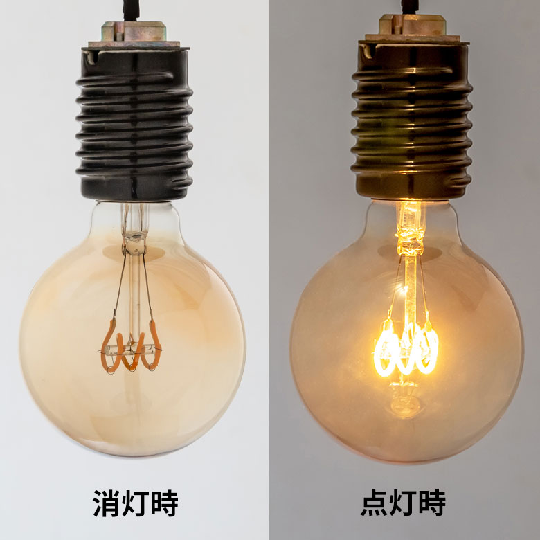 LED電球 レトロランプ エジソン型 ボール型 電球色 直径8cm E26