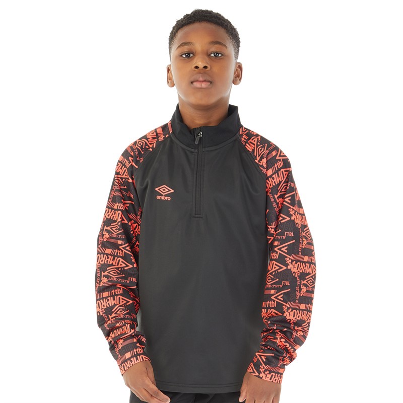 Buy Umbro Junior Boys Alliance Graphic Training 1/4 Zip Top Black
